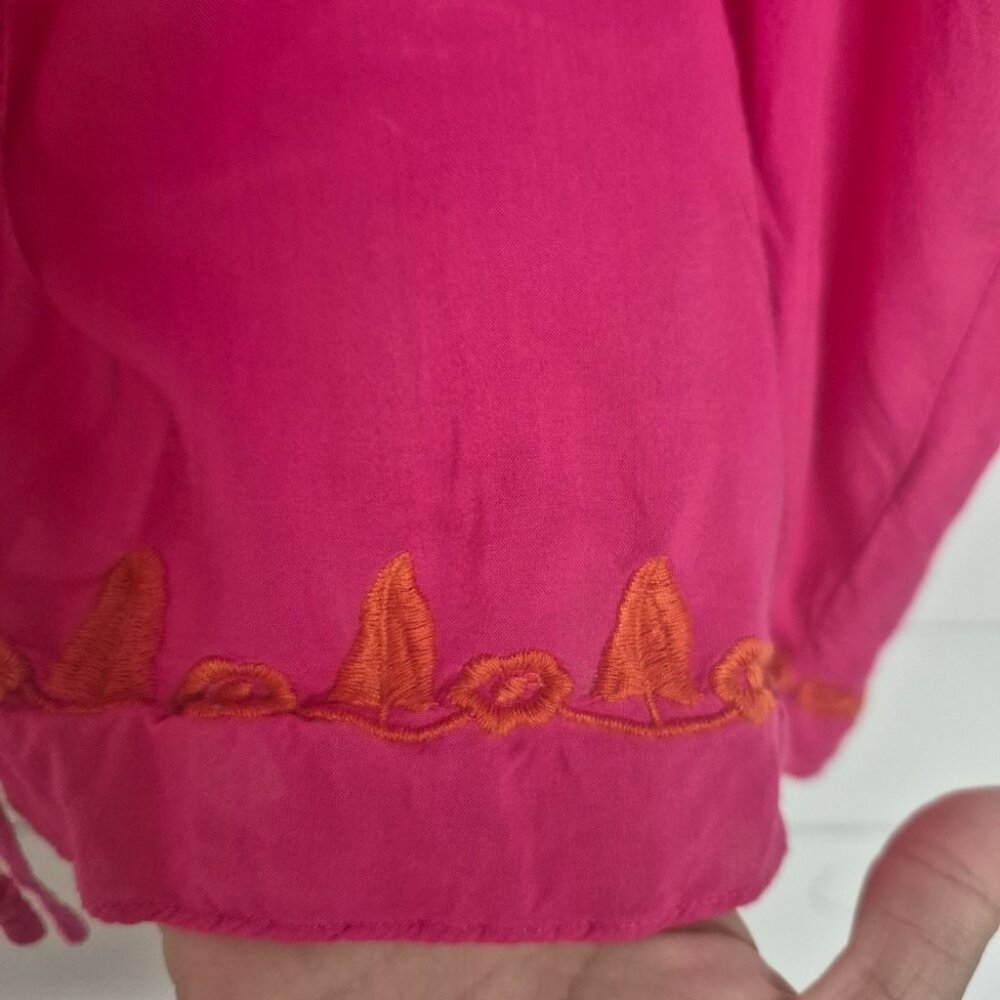 Ivu Jane Pink Boho Embroidered Tunic Top M With Floral & Bird Design - Picture 7 of 9